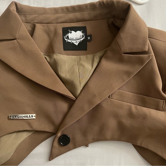 sagidolls brown plaid dress and cropped blazer size m - Picture 6 of 8